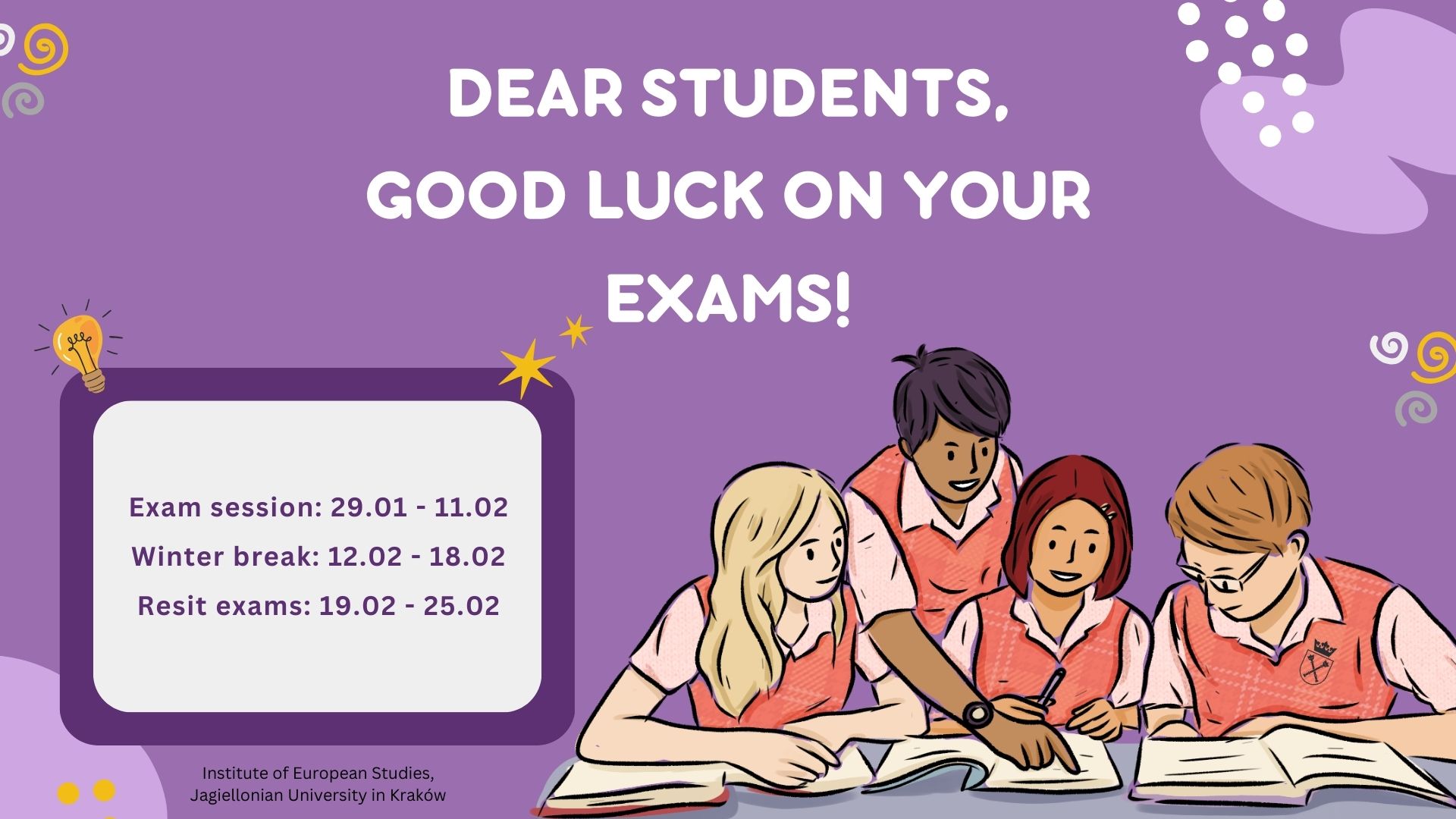 Poster with best wishes for exam success